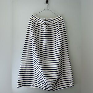 JCrew Collection blue and cream striped tea skirt size 12 midi